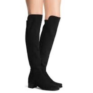Stuart Weitzman 5050 City Block Boots Black Suede Over-the-Knee Stretch Size 7